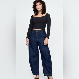 Gap Barrel Leg High Rise Dark Rinse Jeans, Size29/8P